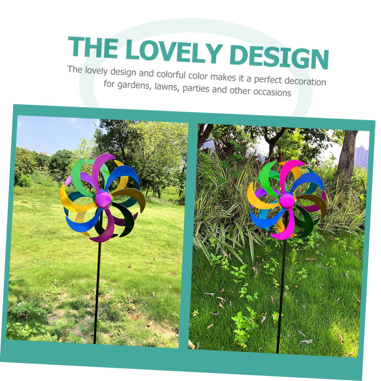 Buntes Windrad Spielzeug aus Eisen als Dekorative Gartenstecker Deko | 1 Stück, für Rasenflächen und Gartenpartys, Farbenfrohe Optik mit Hübschem Design