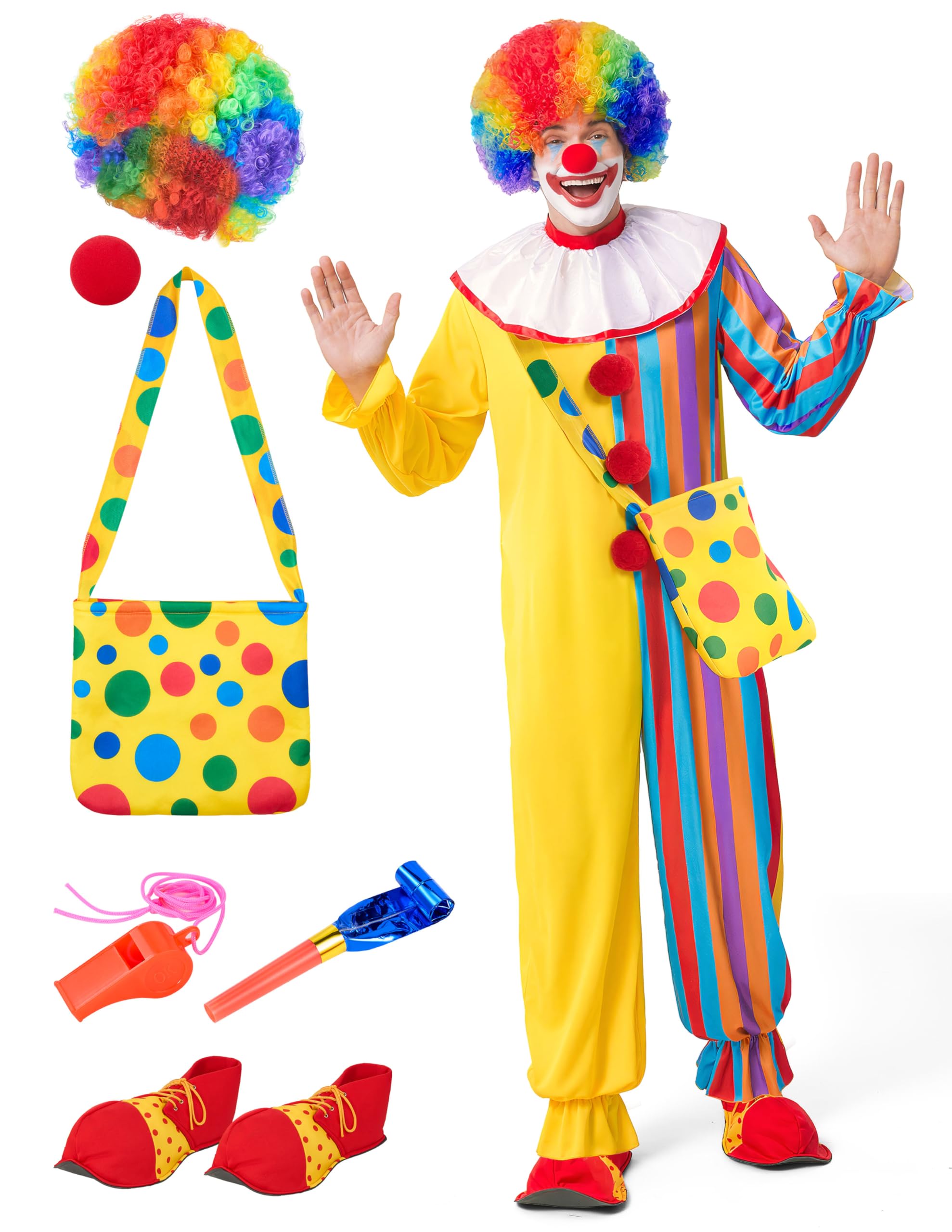 Spooktacular Creations Kolorowy kostium klauna dla dorosłych unisex na Halloween