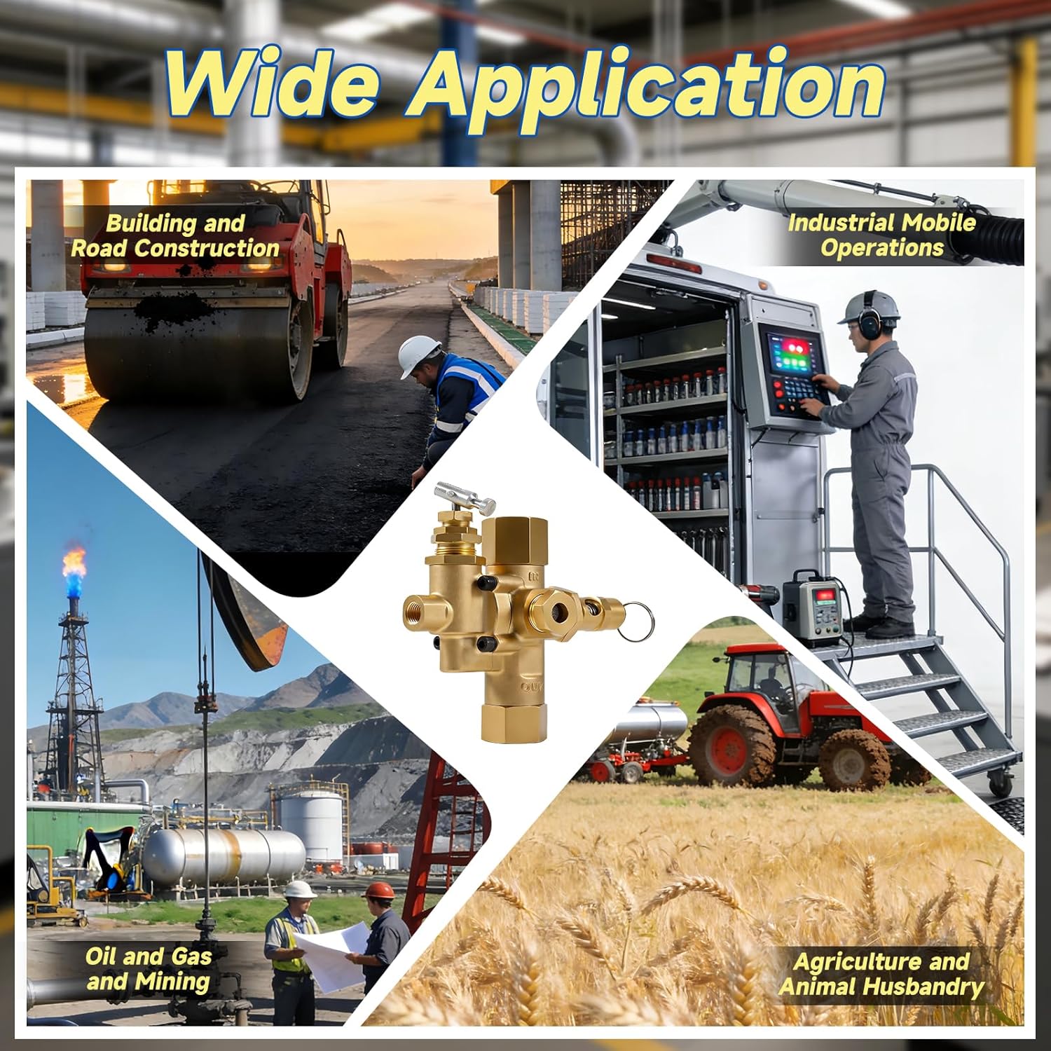 49816283C Pilot Check Calve Unloader Compatible With Ingersoll Rand T30 Gas Powered Air Compressors, 5/8" Inverted Flare Inlet X 1/2" Female NPT Outlet, 1/8" Female NPT Throttle Control Valve Port