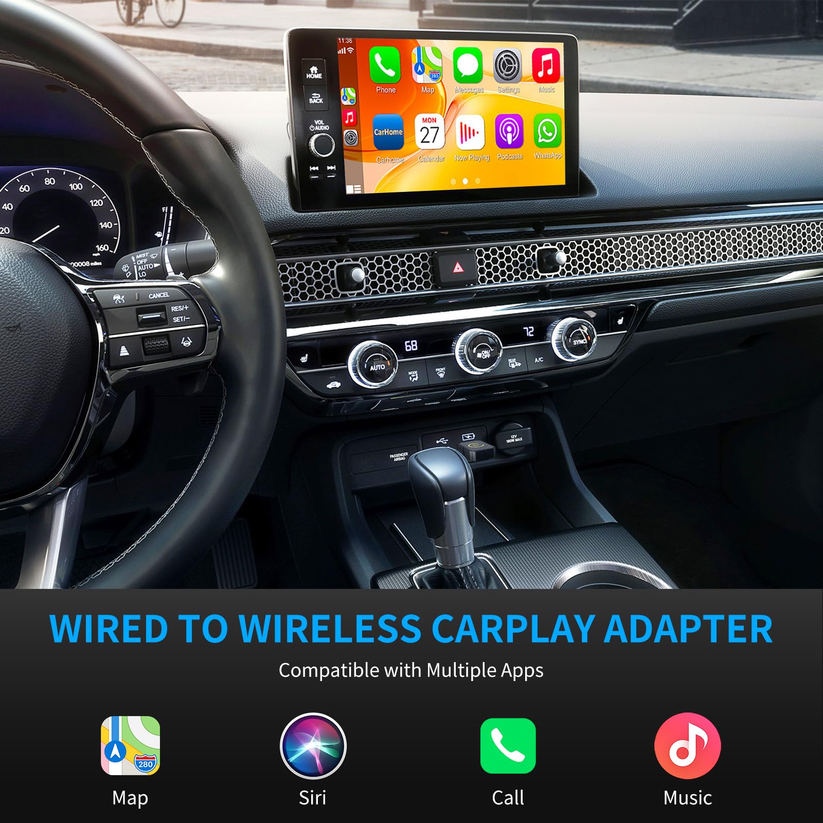 Weinsamkeit Adattatore Wireless 2 in 1 per Android Auto e CarPlay | Conversione da Cablato a Wireless | Dongle USB C/A Plug & Play | Connessione Stabile | Compatibile con il 98% delle Auto
