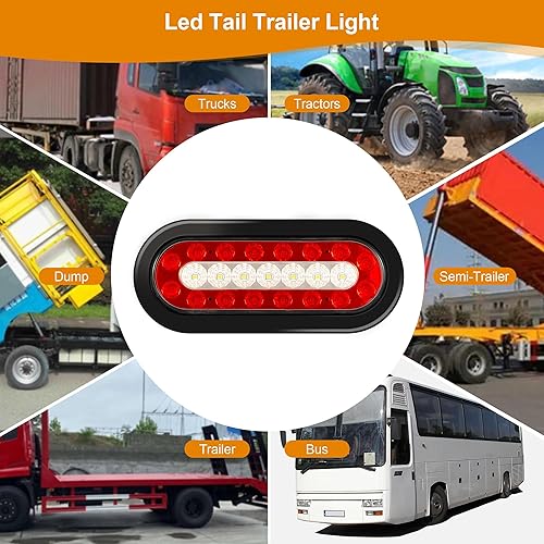 Miniatura 6 de Kit de luces LED para remolque, 2 luces traseras ovaladas de 6 pulgadas, 23 luces LED de marcador, luces de freno, luces traseras de freno y giro,