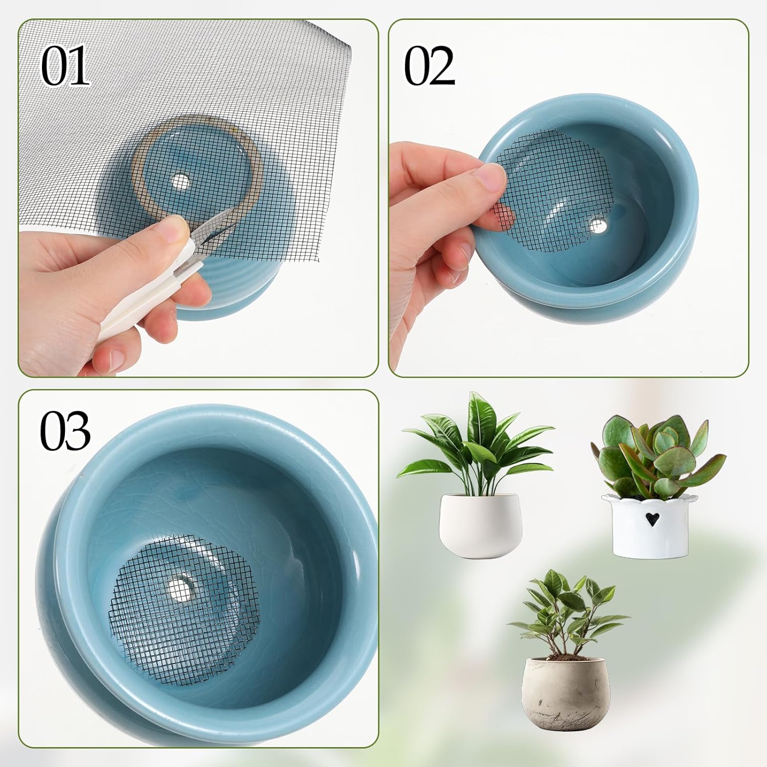 15 PCS Flower Pot Hole Mesh Pad, 11.8x7.8 Inch Plant Drainage Screen Mesh Bonsai Meshs Planter Meshs Drainage Screen BonsaiMesh DIY Drainages Netting Bonsai Bottom Grid Mat Keep Soil from Flowing Away thumbnail