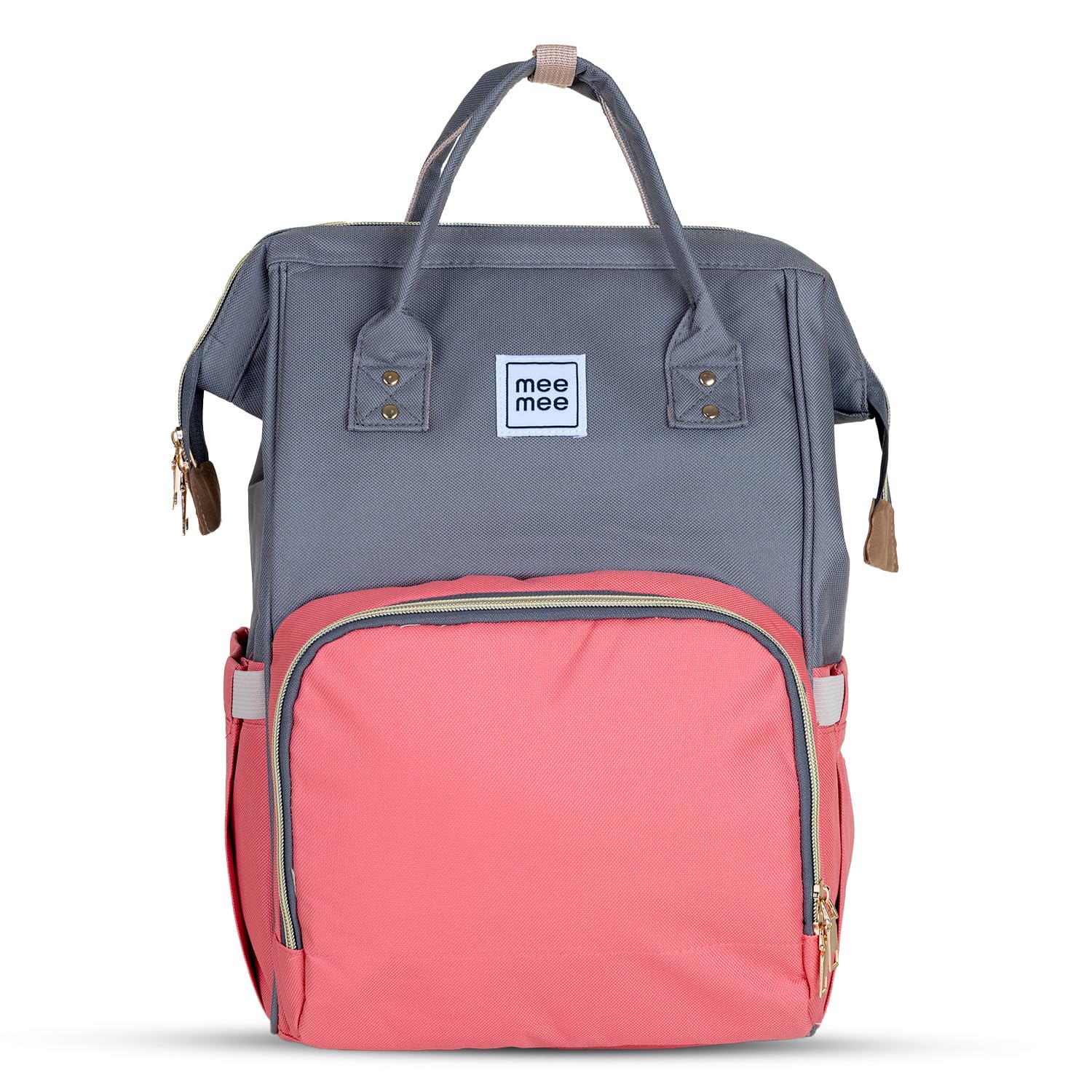 mee mee tiny treks baby diaper bag backpack with foldable bassinet & changing station | waterproof maternity travel bag for moms | usb port, insulated bottle holder & pacifier holder