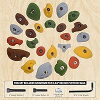 Atomik Climbing Holds 24-Pack Classic Kids Hand & Foot Holds - Assorted Earth Tones, Bolt-On for Home Walls