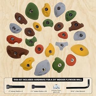 Atomik Climbing Holds 24-Pack Classic Kids Hand & Foot Holds - Assorted Earth Tones, Bolt-On for Home Walls