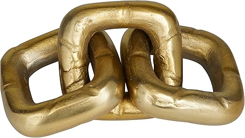 The Novogratz Escultura de cadena de aluminio, 11 "x 5" x 3", oro