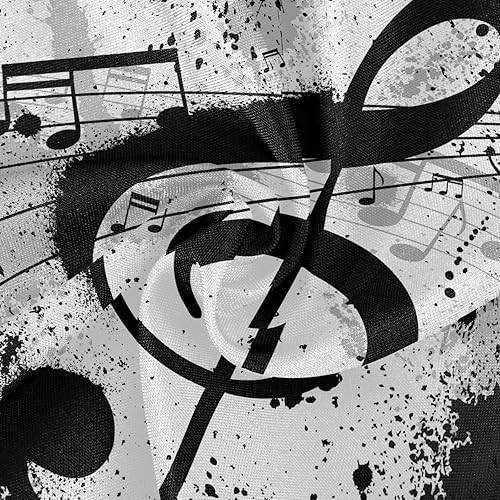 Miniatura 2 de Decoración de mesa para fiesta Gunge negro notas musicales, mantel redondo de poliéster musical retro, mantel redondo de encaje blanco de 60