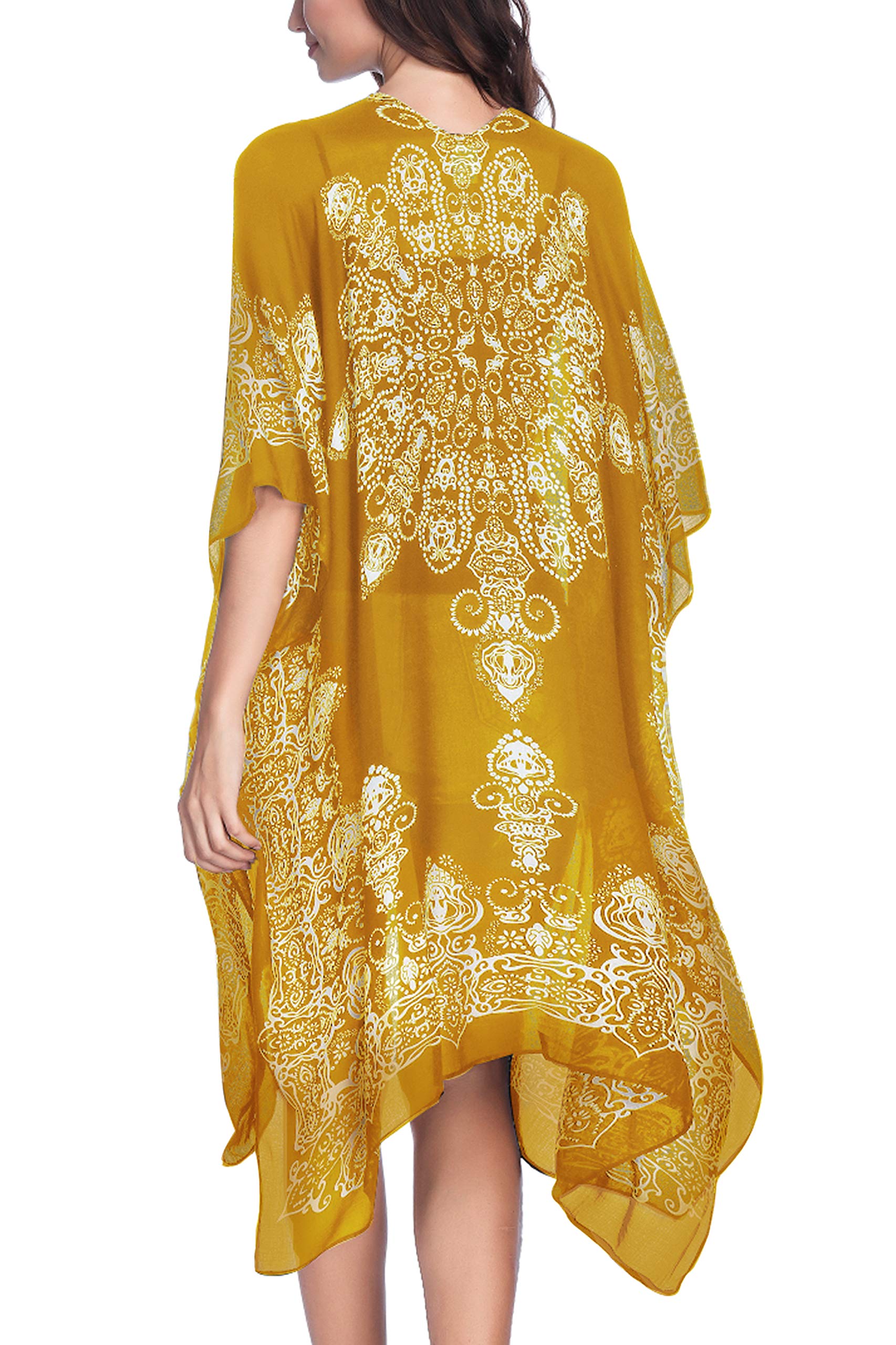 Moss RoseWomen's Swimsuit Cover up Beach Kaftan for Bathing Suit with Floral Pattern