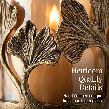 Decozen Candle Holder with Glass and Decorative Gold Finished Frame for Home Decor Console Table Centerpiece Garden Dining Living Room Bedroom Office Farmhouse Events Wedding Decorations - Set of 4