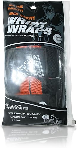 Miniatura 5 de Nordic Lifting Muñequeras (2 pares4 envolturas) de 14 pulgadas para levantamiento de pesas  Entrenamiento cruzado  Levantamiento de potencia - para