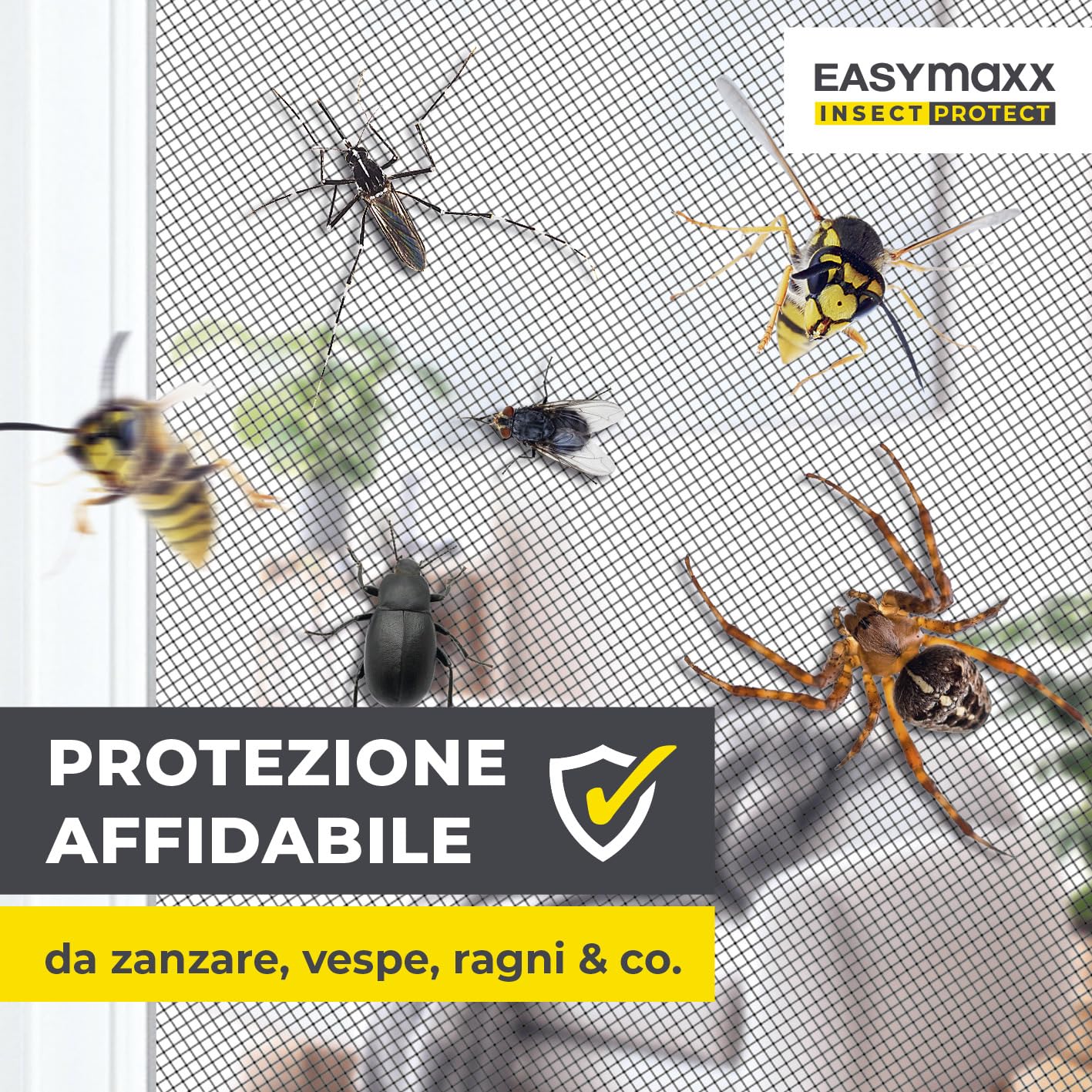 EASYmaxx Zanzariera per carrello da campeggio, 60 x 180 cm, protezione XXL porta magnetica, chiusura automatica