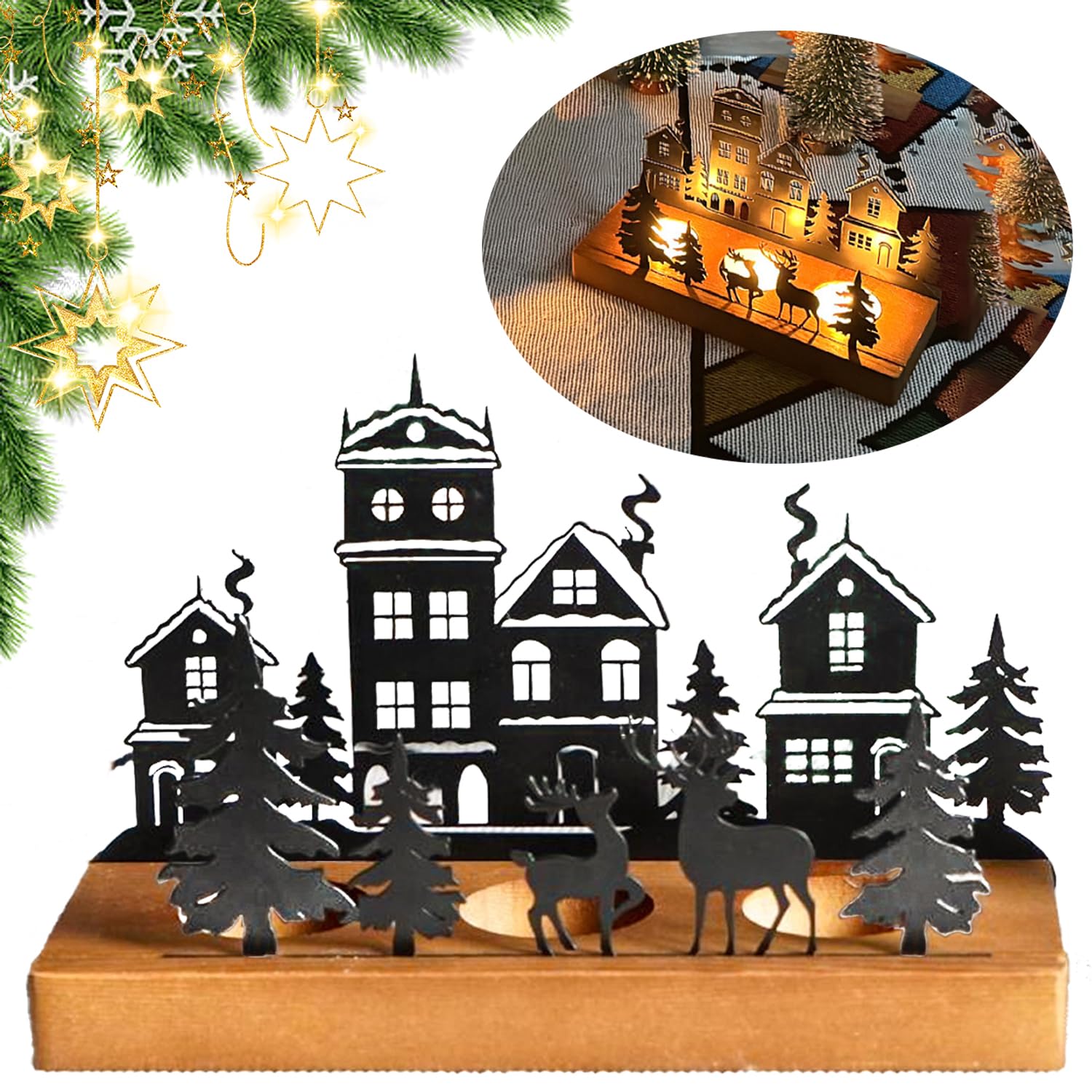 Kerzenhalter Adventskranz Aus Metall, Schwarz – Für 4 Cm Teelichter, Modernes Design