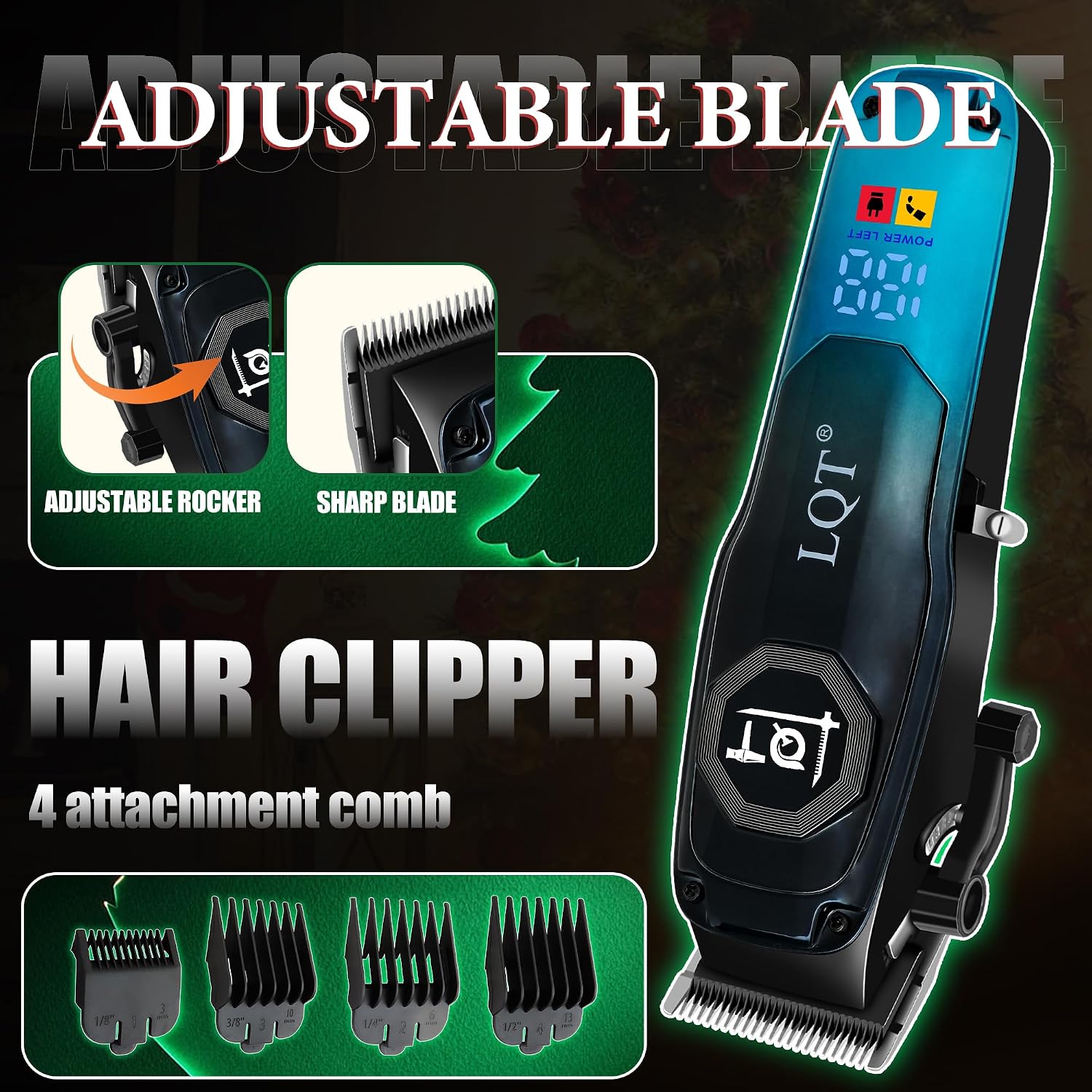 Professional Hair Clippers for Men, Cordless Beard Trimmer Kit with Nose Trimmer & LED Display - Electric Shaver & Haircut Machine for Barbers
