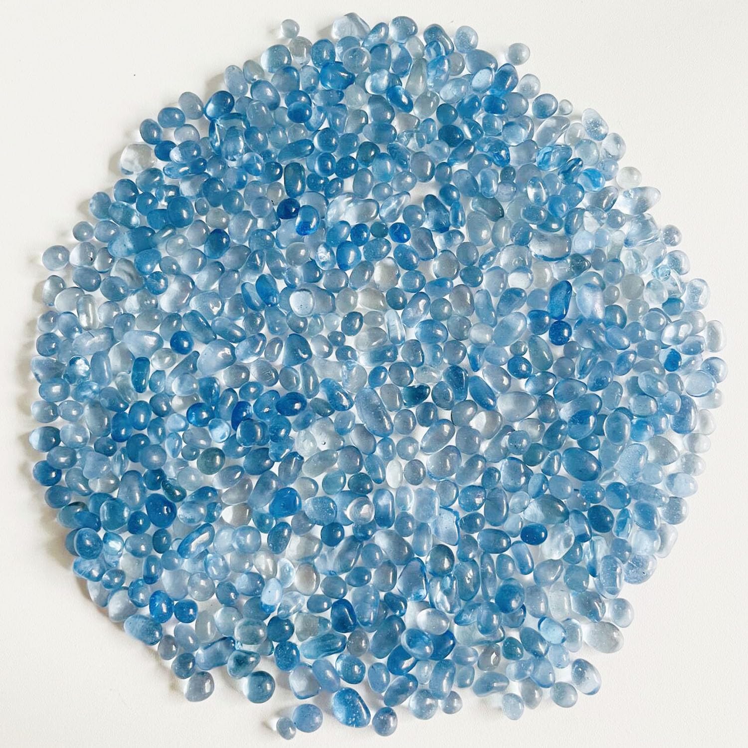 Glass Stones, 0.85LB/385g Light Blue Glass Rocks for Vase, Aquarium Pebbles for Fish Tank, Sea Glass Rocks for Vase Filler Craft