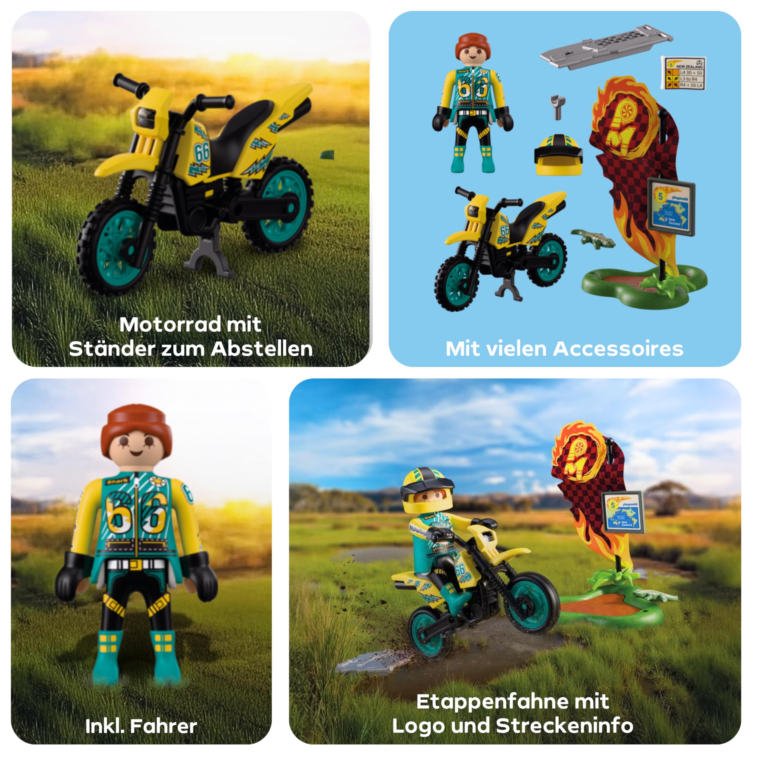 PLAYMOBIL | Cars | Offroad Motorrad | Motocross-Bike mit Sprungrampe | Motorrad Kinder Spielzeug ab 4 Jahren | 72065 - 5