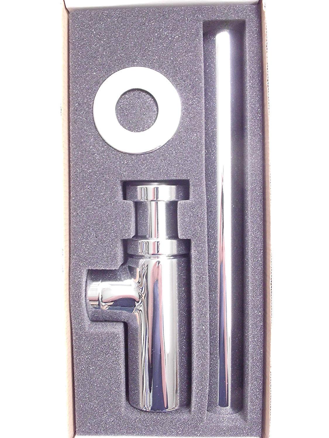 Design Geruchsverschluss Siphon DN 32 mit Reinigungsöffnung Messing verchromt