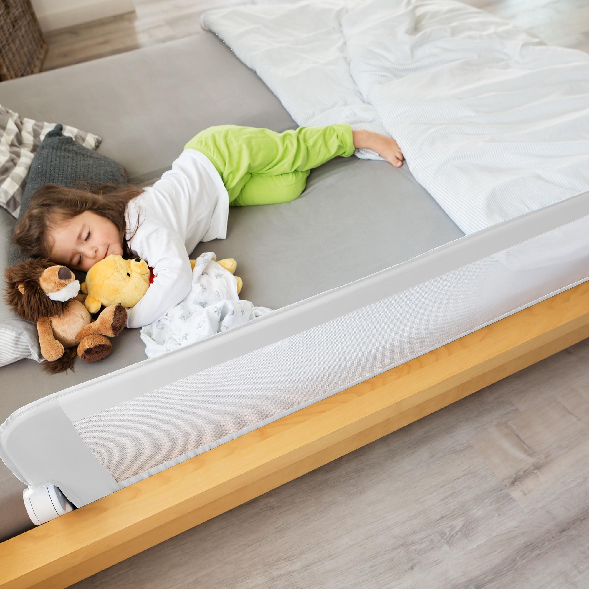 ABUS Barrière de Lit Eric - Protection Antichute, Pliable, 100 cm, Blanc