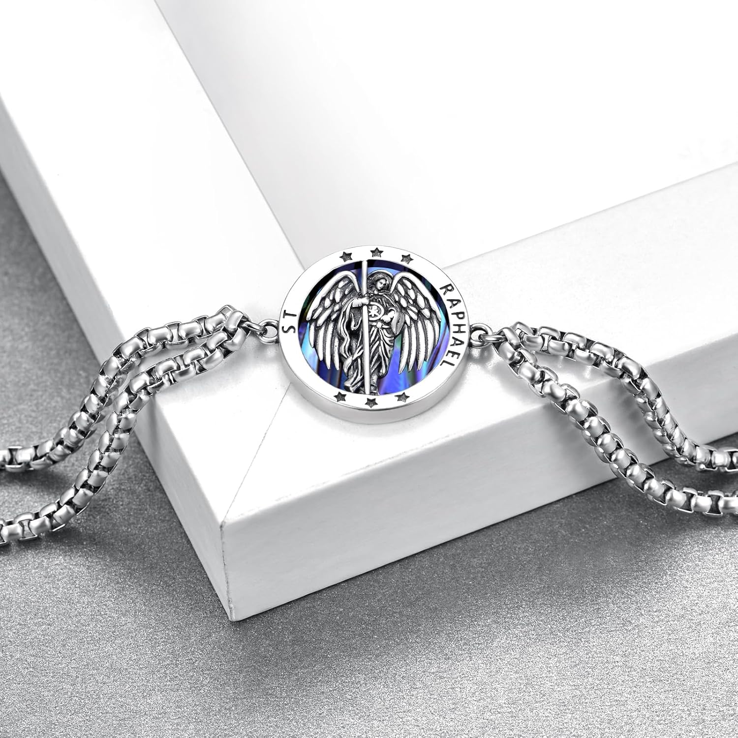Archangel Raphael/St Christopher/St Benedict Bracelets 925 Sterling Silver Protection Bracelet Protection Medal Jewelry Gift for Men Women