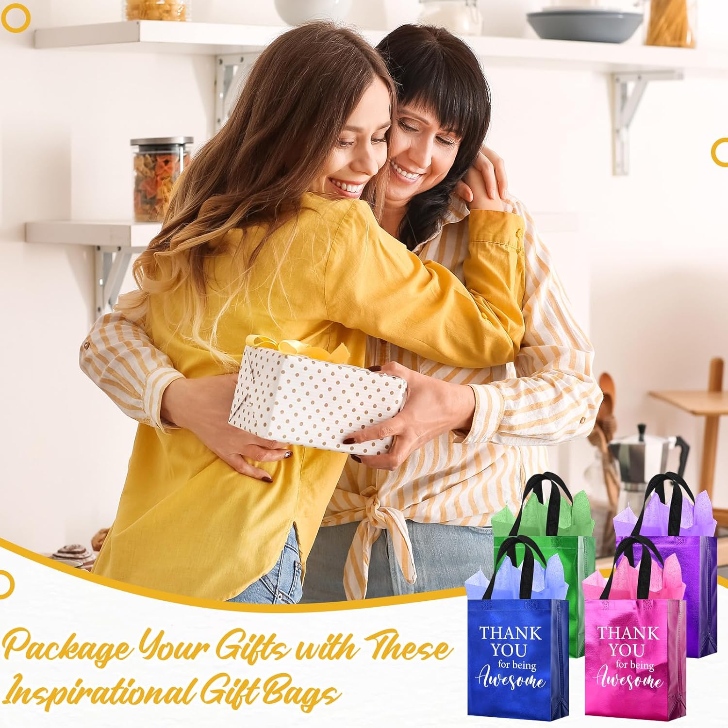 Resholder 30 Set Gifts Bags with Tissue Paper Bulk,10x8x4 Inch Employee Appreciation Thank You Gift Bags with Handles,Inspirational Reusable Tote for Staff Coworkers Team - Image 3