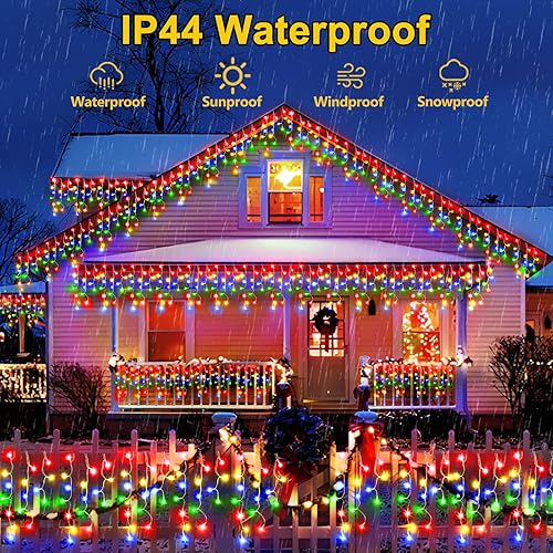 Miniatura 7 de Luces LED de Navidad de 164 pies, 1600 luces LED para decoración al aire libre con temporizador de 320 caídas, 8 modos, cortina de luces