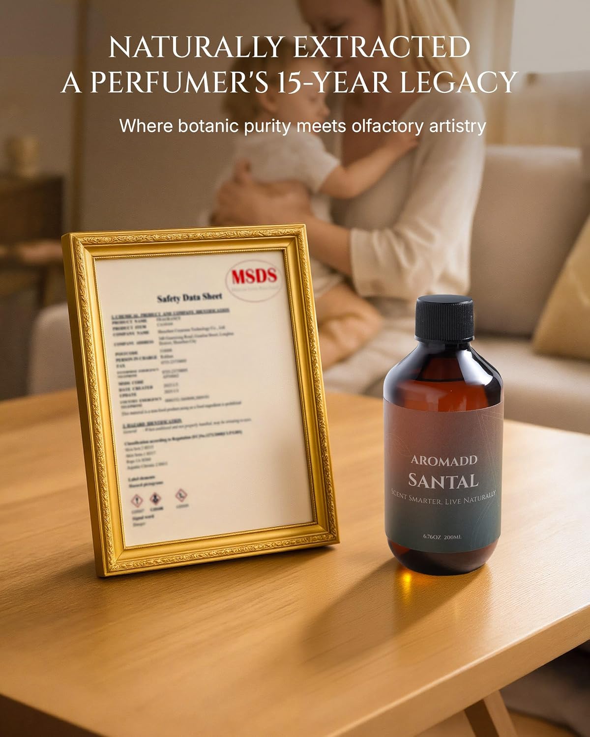 Aromadd Aromadd Santal Diffuser Oil Inspired by Luxury Hotel Scent, Essential Oils for Waterless Diffuser, Warm Sandalwood & Amber Aroma, Long-Lasting & Natural Home Fragrance - 6.76 fl oz (200 mL)