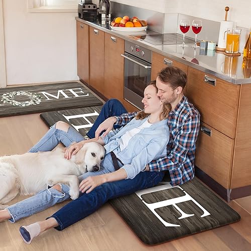 Miniatura 8 de KIMODE Juego de 2 tapetes de cocina antifatiga, antideslizantes, impermeables, ergonómicos, acolchados, cómodos para el hogar, lavandería, oficina,