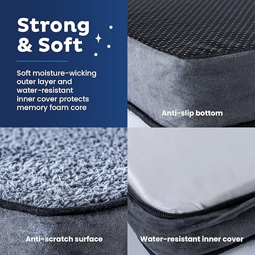 Miniatura 7 de Snuggle-Pedic Cama para perros de espuma viscoelástica, camas de felpa impermeables para mascotas con cubierta interior y exterior extraíble, parte