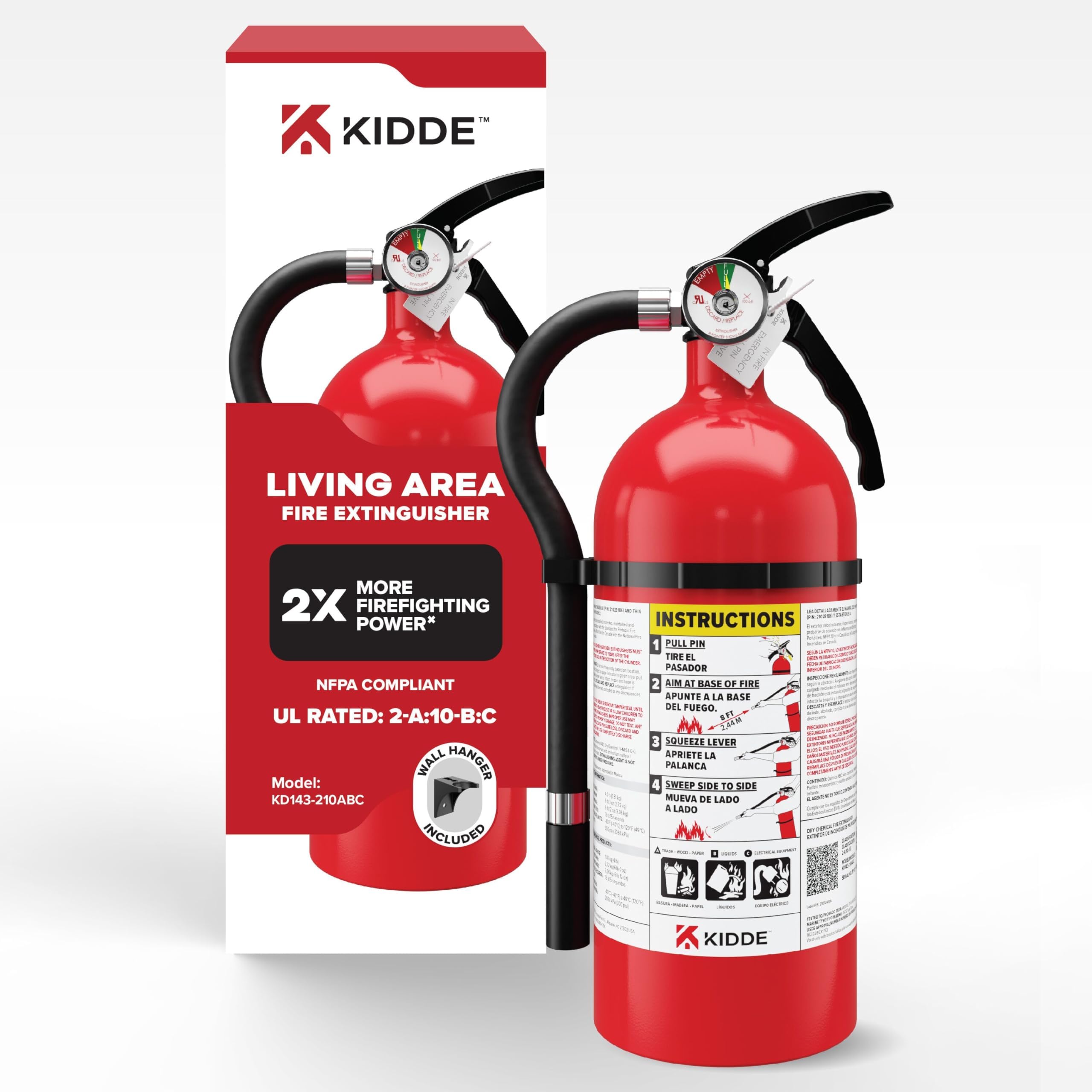 Kidde Fire Extinguisher for Home, Residential and Living Area Use, 2A10BC