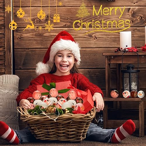 Miniatura 5 de 96 bolas de estrés de Navidad a granel, bolas estrujables de Navidad, juguete de Papá Noel, muñeco de nieve, bolas antiestrés de espuma de Navidad