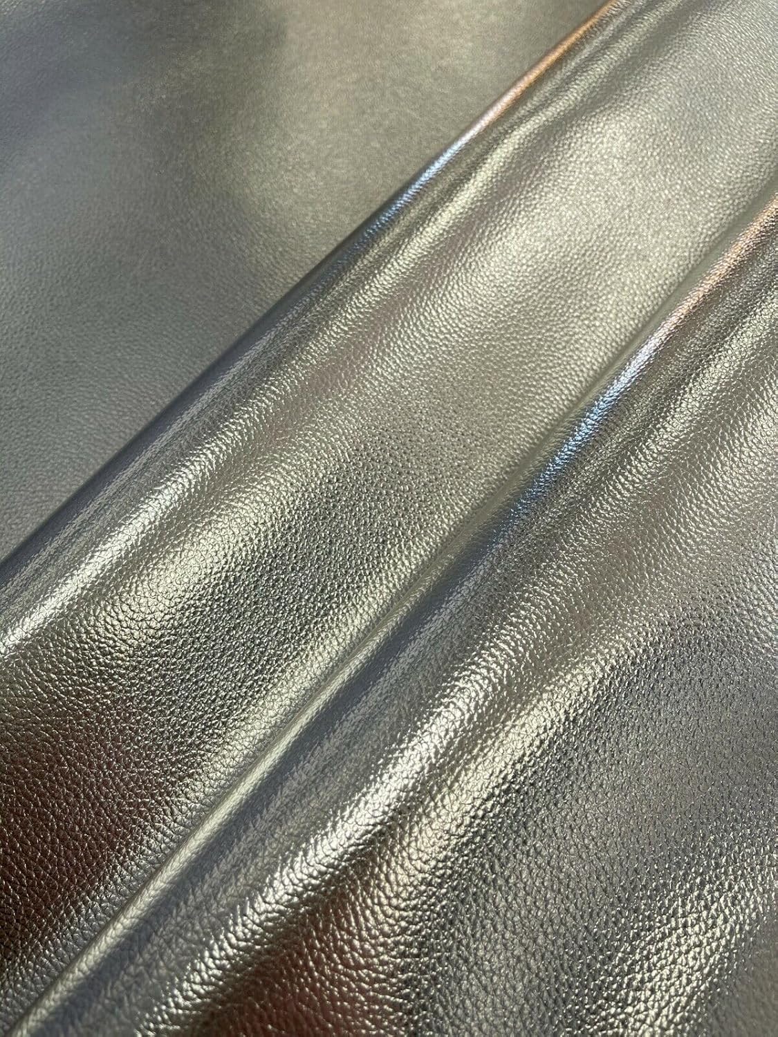 by The Yard Vinyl Fabric Faux Leather Automotive Car Upholstery 56" Wide Continuous by Yard (Chrome Silver)