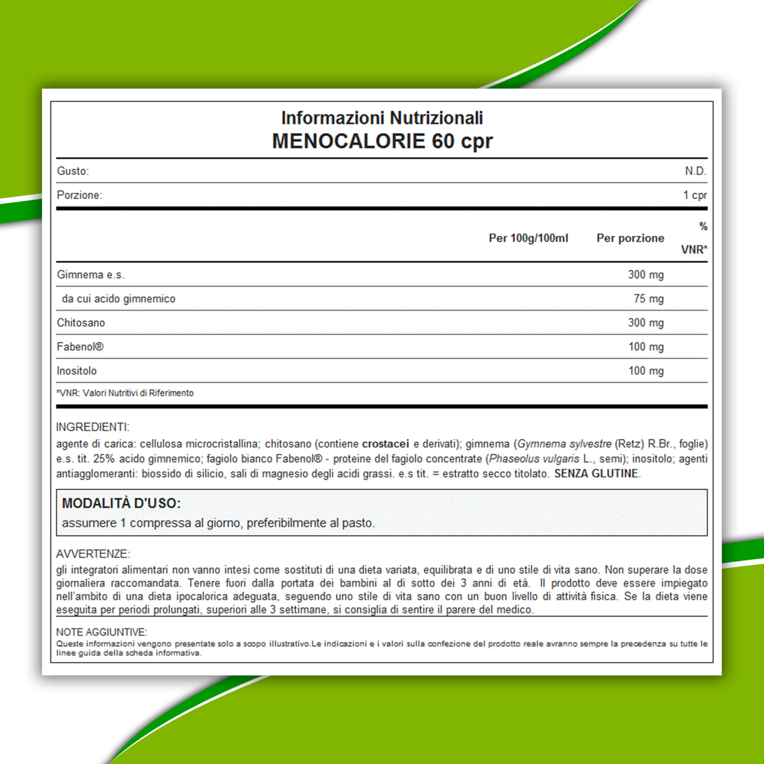 WHY NATURE MENOCALORIE - Integratori Alimentari Drenante - Integratore con Gymnema Sylvestre e Chitosano - Controllo della Glicemia e del Peso Corporeo - Senza Glutine - 60 cpr