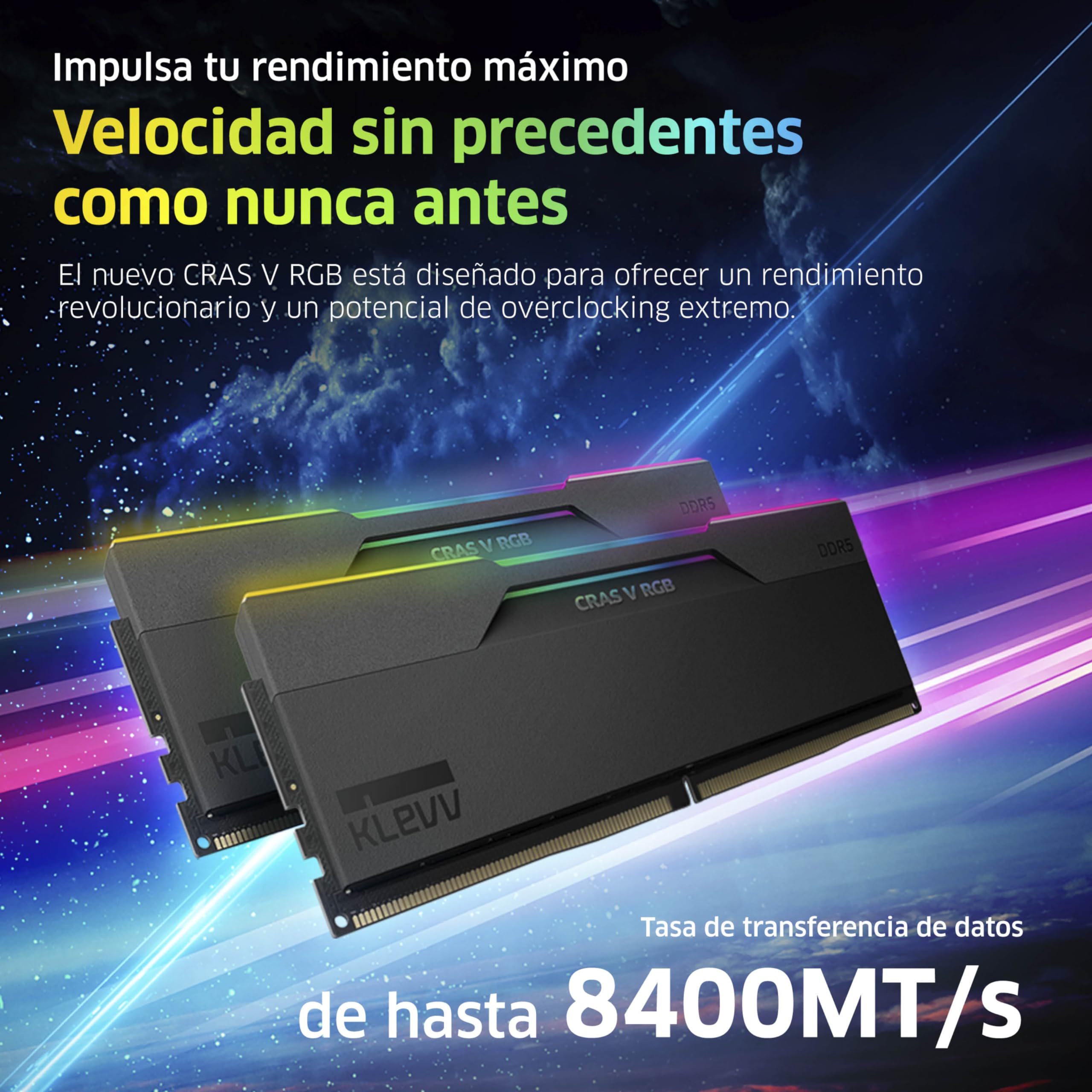 KLEVV CRAS V DDR5 RGB 32GB (2X 16GB) 6000MH/z CL28 Memoria RAM Gaming Kit XMP 3.0 Alto Rendimiento Overclocking 28-36-36-76 – Juega más rápido con un CL28 ultrabajo
