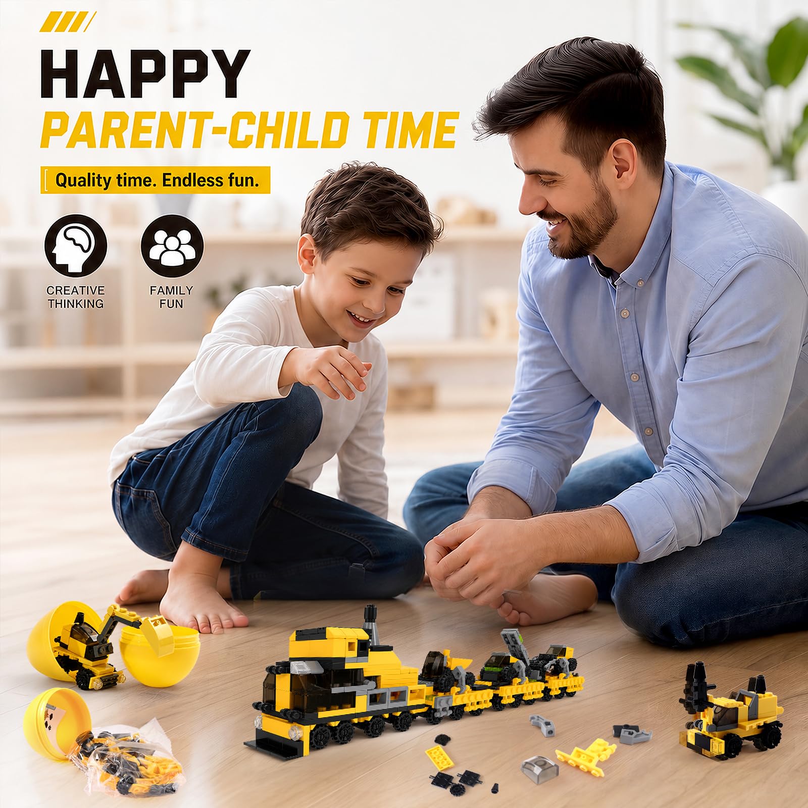 Cleboen Mini Mattoncini Veicoli 24 Pz, Gioco Di Costruzione 12 In 1, 6+ | Set Mini Blocchi Veicoli Da Cantiere Per Bambini, 24 Pezzi Con Modelli 12 In 1, Idea Regalo Festa 6+