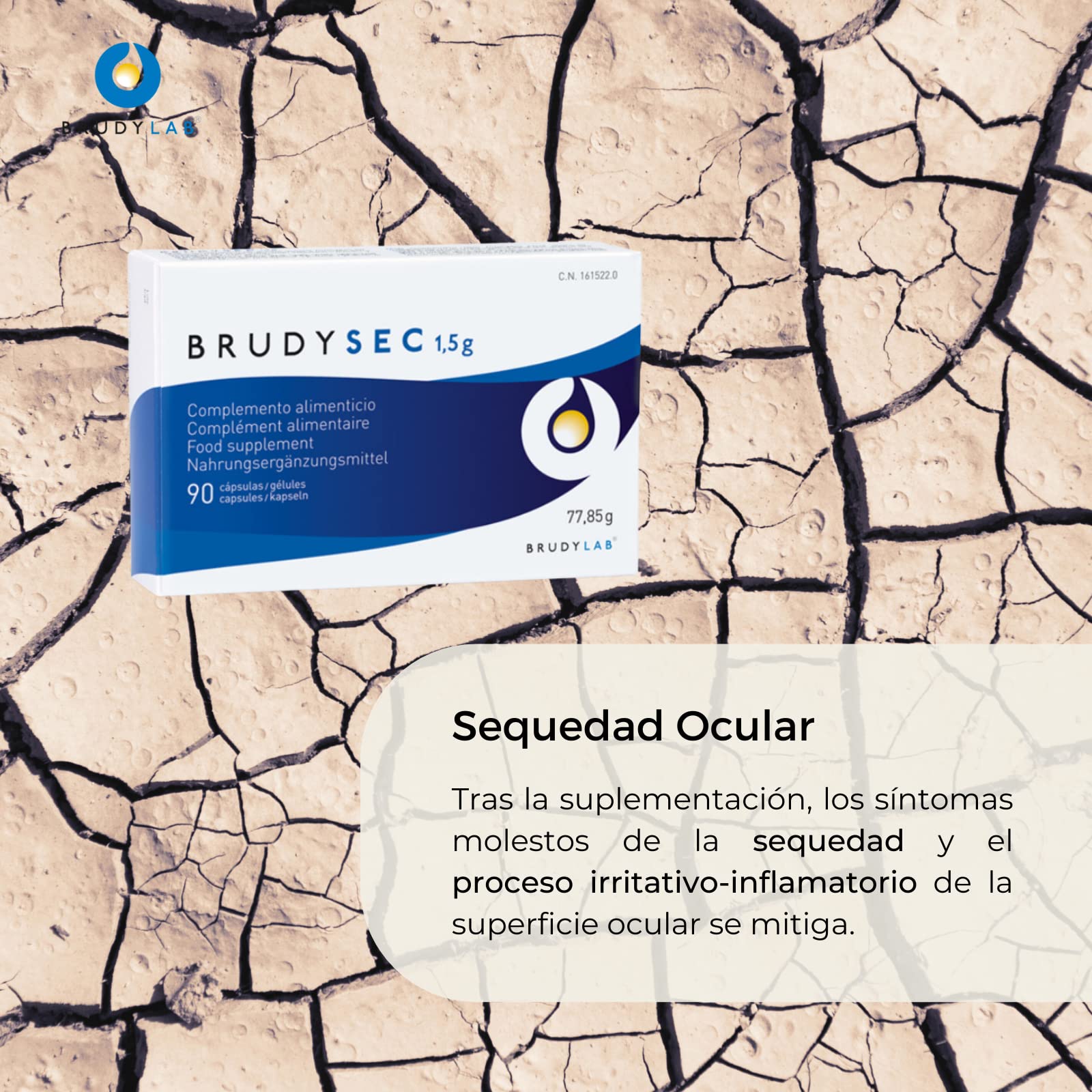 BRUDYLAB - Brudy Sec 1,5G - Complemento Alimenticio para la Salud Ocular con Omega 3, DHA y EPA - Vitaminas y Minerales para la Vista - Contribuye al Mantenimiento de la Visión Normal - 90 Cápsulas