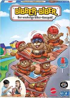 Mattel Games Biber-Bauspaß für Spieleabende mit Familie und Freunden, Reisen und Camping, HPW60