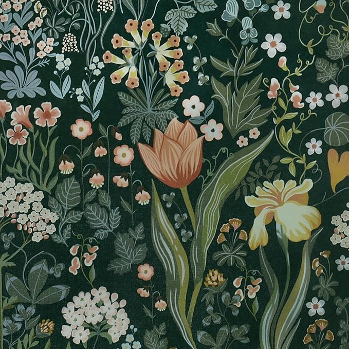 🌿 Green Floral Peel and Stick Wallpaper ✨