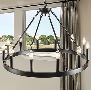 10 Pergola Lighting Ideas to Create a Cozy Nighttime Space 52 Black Wagon Wheel Chandelier 32 inch,12-Light Farmhouse Wagon Wheel Chan...