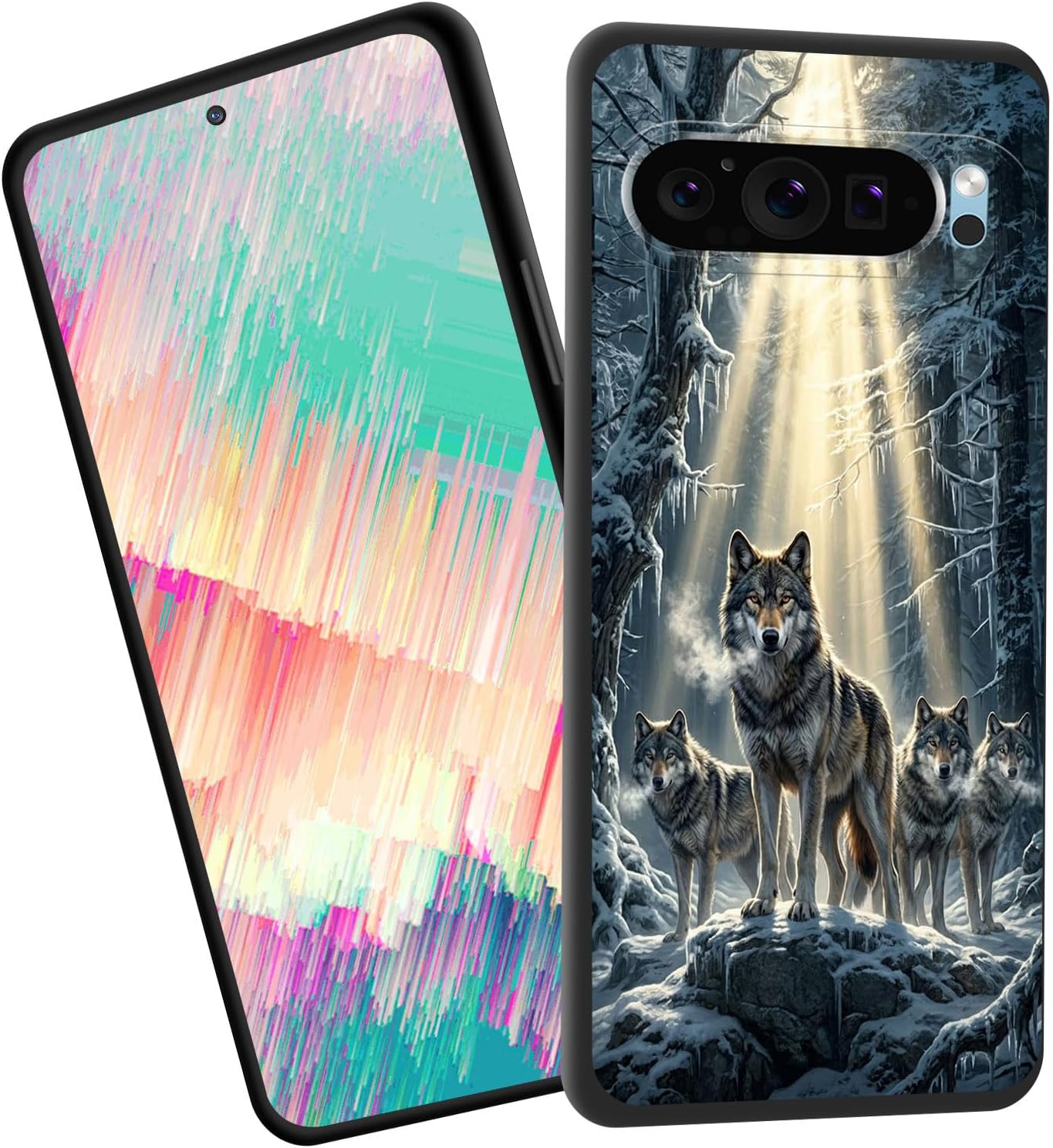 for Pixel 11 Pro XL Case,Slim Shockproof TPU Soft Rubber Silicone Cover Phone Case for Google Pixel 11 Pro XL 6.8" 2026,Wolf Pack in Winter Forest