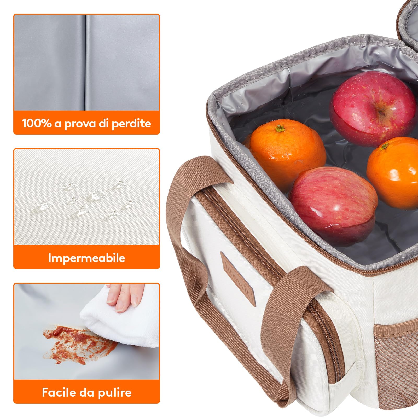 Lifewit Borsa Termica Porta Pranzo 8.5L(12 Lattine), Piccola Borse Frigo Pranzo Ufficio per Uomo e Donna, Lunch Bag per Lavoro, Mare, Viaggio, Spiaggia, Crema