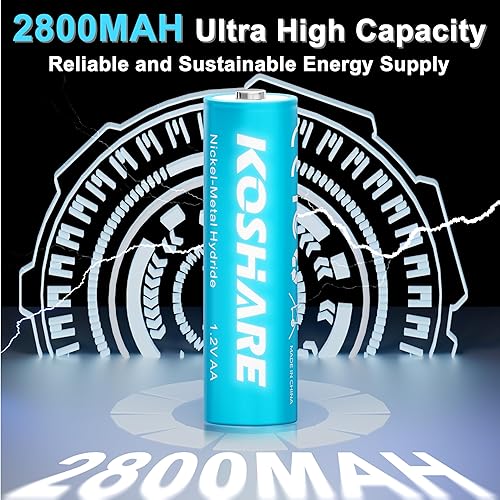 Miniatura 2 de Baterías recargables Ni-MH AA con cargador, paquete de 8 baterías de 1.2 V 2800 mAh AA Ni-MH, batería doble A de alta capacidad, recargable hasta