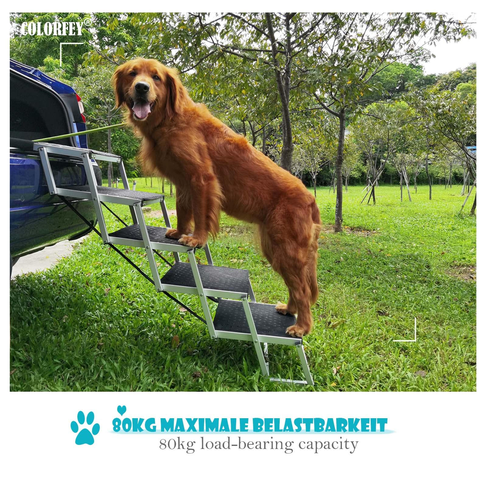 Buy COLORFEY Dog Ramp Stair Steps Upgrade 5 Steps Large Dog Ramp