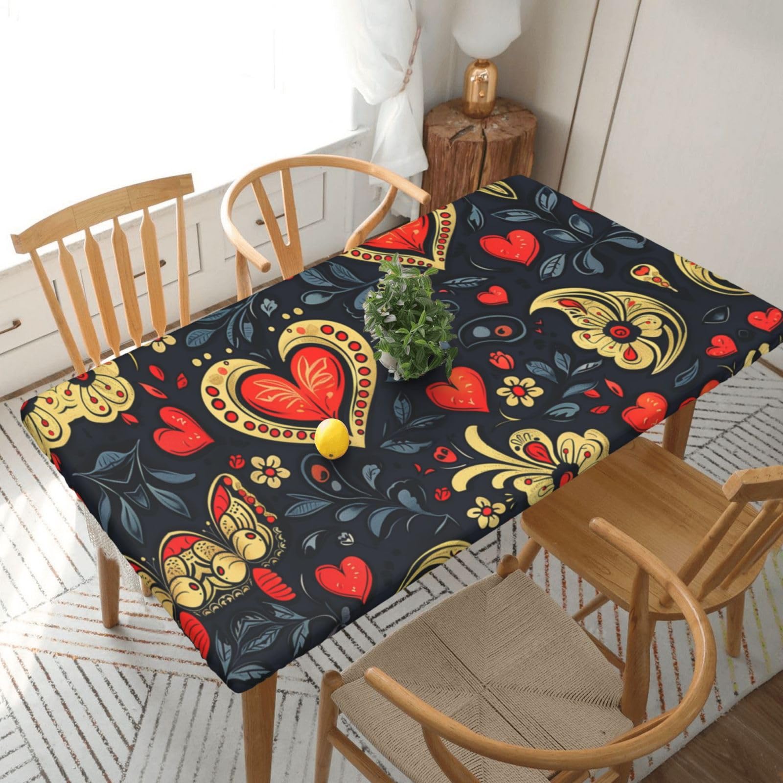 Nappe élastique pour table 1,5m lavable et imperméable à motifs