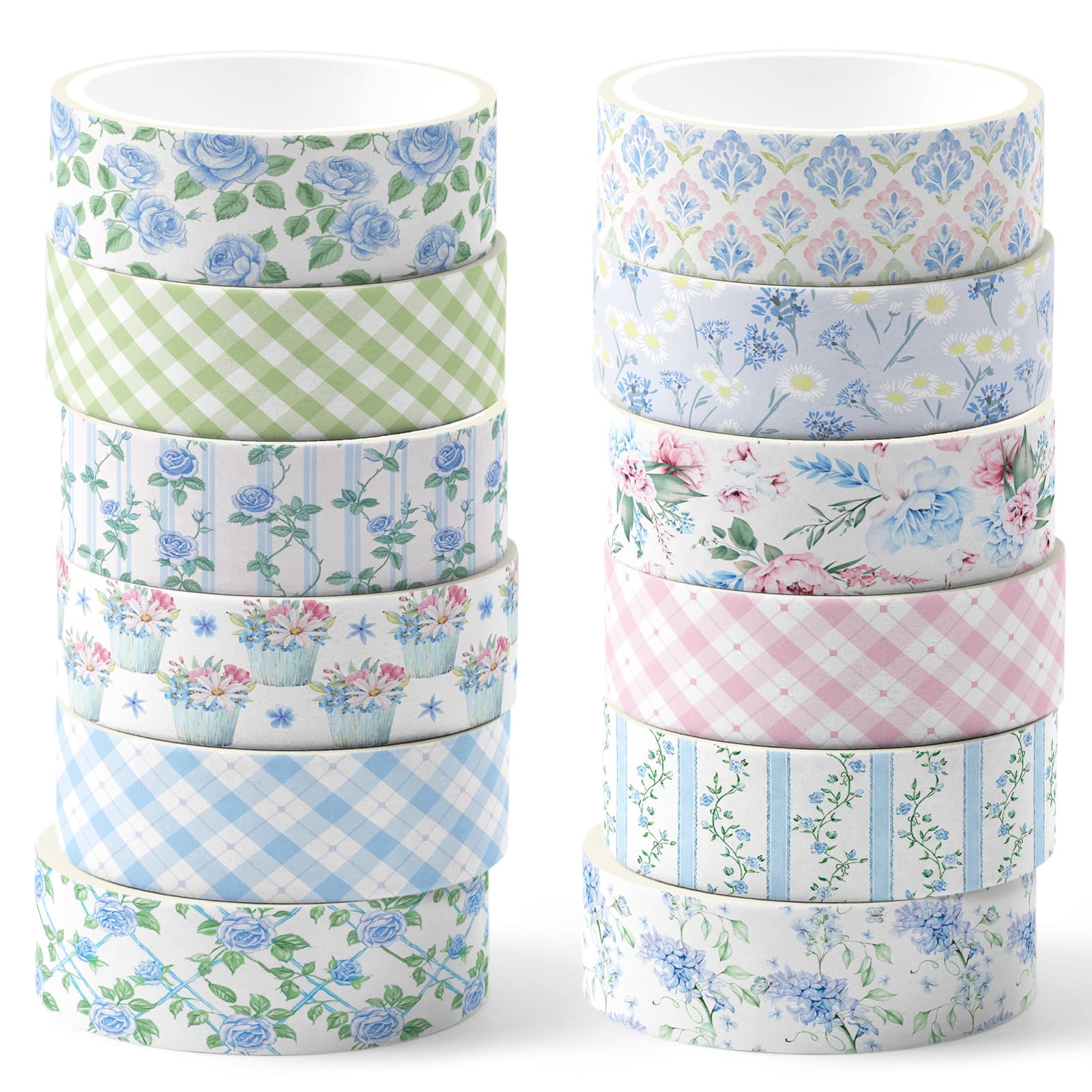 VelvetGlow 12 Rollen Aquarell Blumen Washi Tape Set