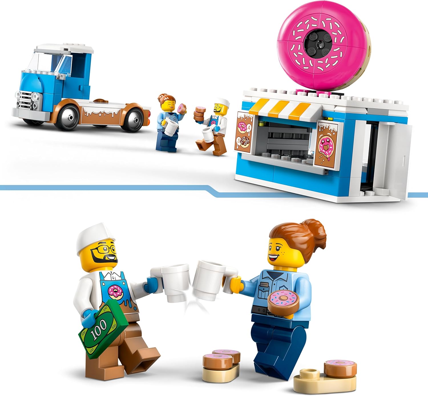 LEGO 60452 City Donut Shop Toy Birthday Gift Blocks Educational Boys Girls Children 5 Years 6 Years 7 8 Years Old Vehicle Car Mini Car Town Building