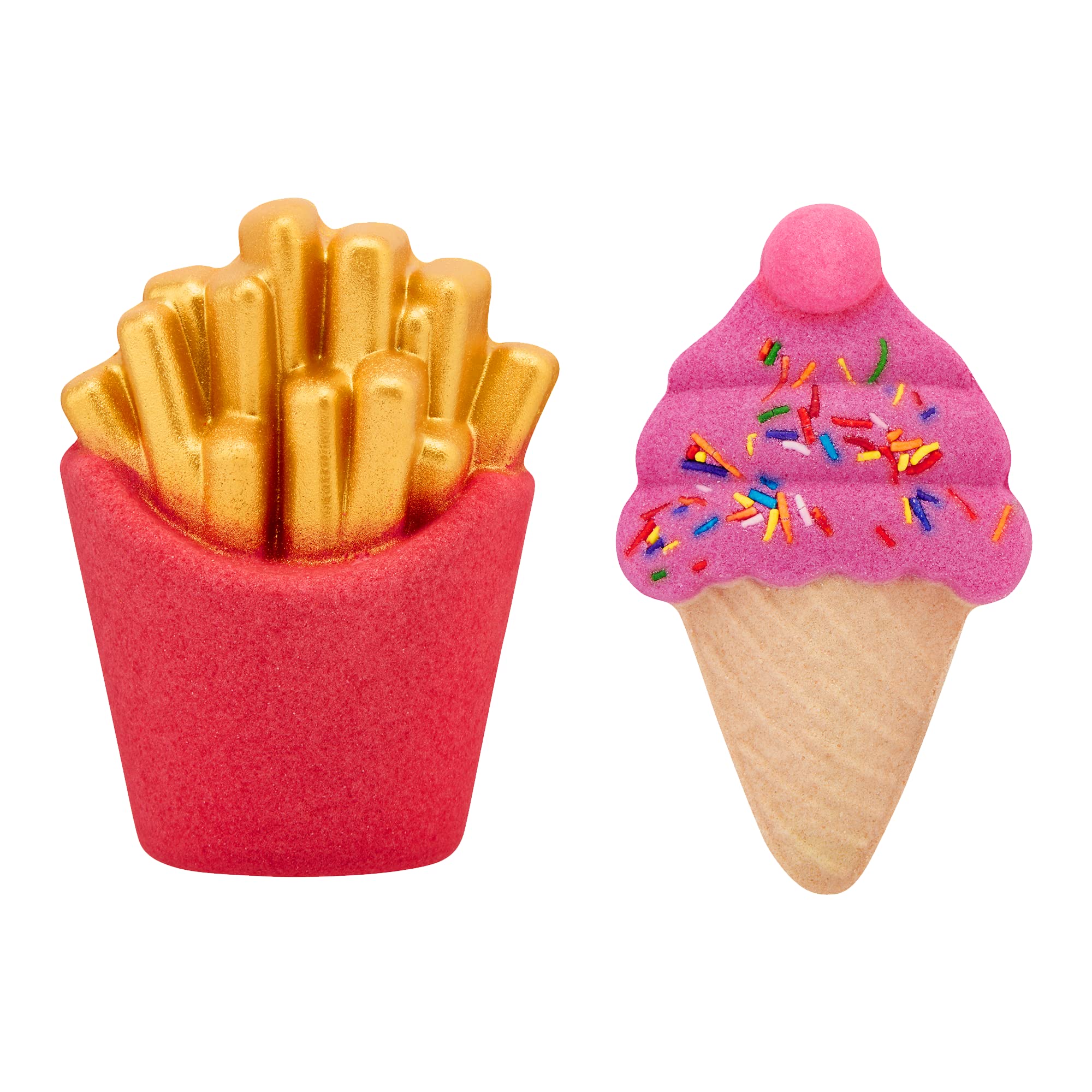 Holler and Glow Fry-Yay! Bath Bomb Gift Set, Fries & Ice Cream Shaped Bath Bombs, Sweet Scented, Playful & Quirky, Fizzy, Colourful, Vegan, Cruelty Free Novelty Gift, 300 G