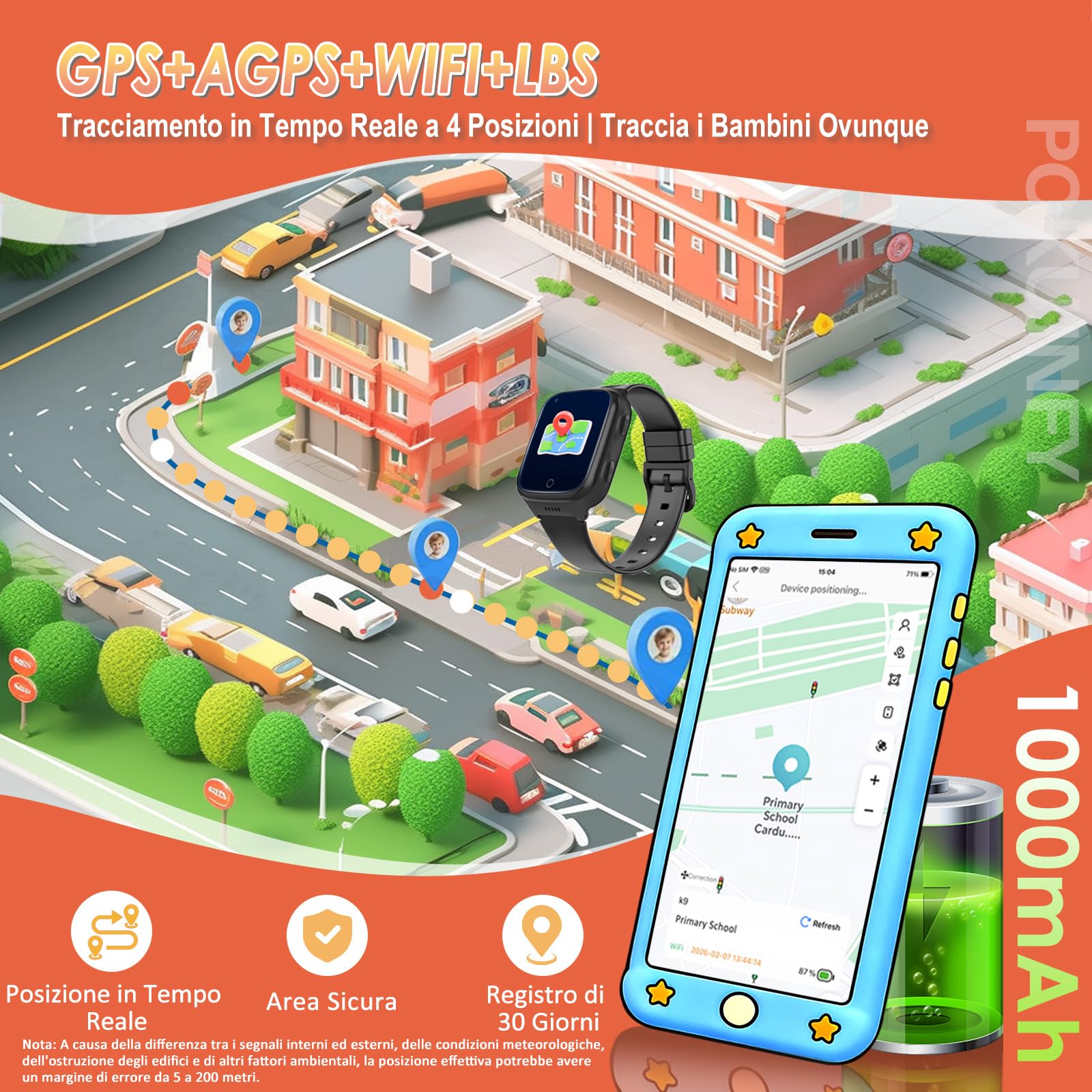 4G Smartwatch Bambini per Bambino Bambina - GPS Localizzatore Videochiamata Telefono Chat Vocale SOS Calcolatrice Sveglia Giochi Contapassi - Digitale Orologio Smartwatch Bambini Regali