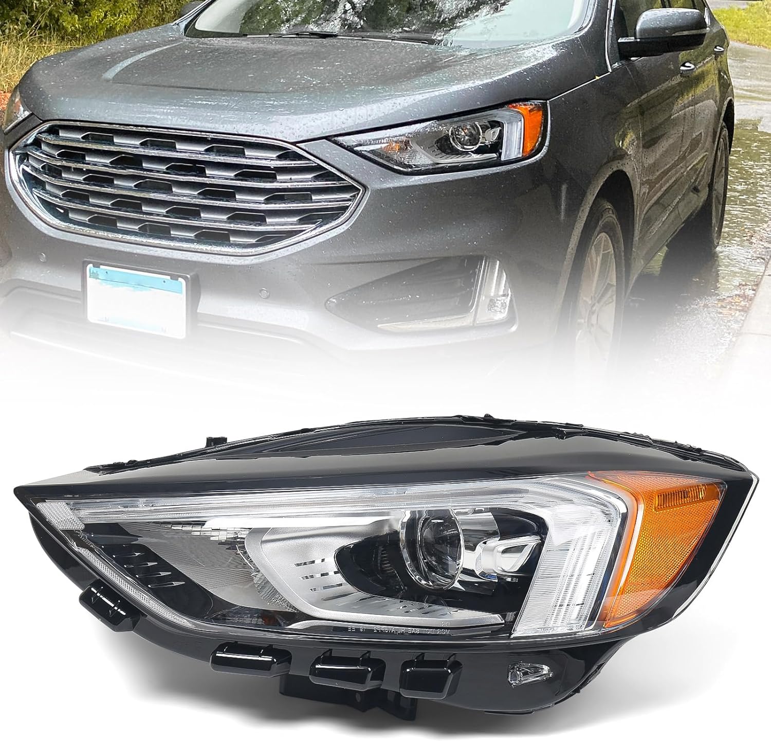 Headlight Assembly for Ford Edge 2019-2024 w/LED DRL Front Head Lamp Left Driver Side LH
