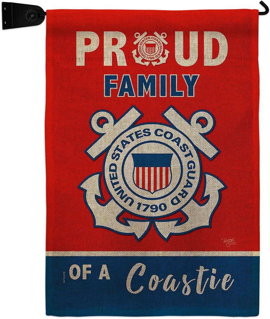 Coast Guard Proud Family Coastie Garden Flag Armed Forces USCG Semper Paratus United State American Military Veteran Retire Official Small Gift Yard House Banner Double-Sided Made In USA 13 X 18.5