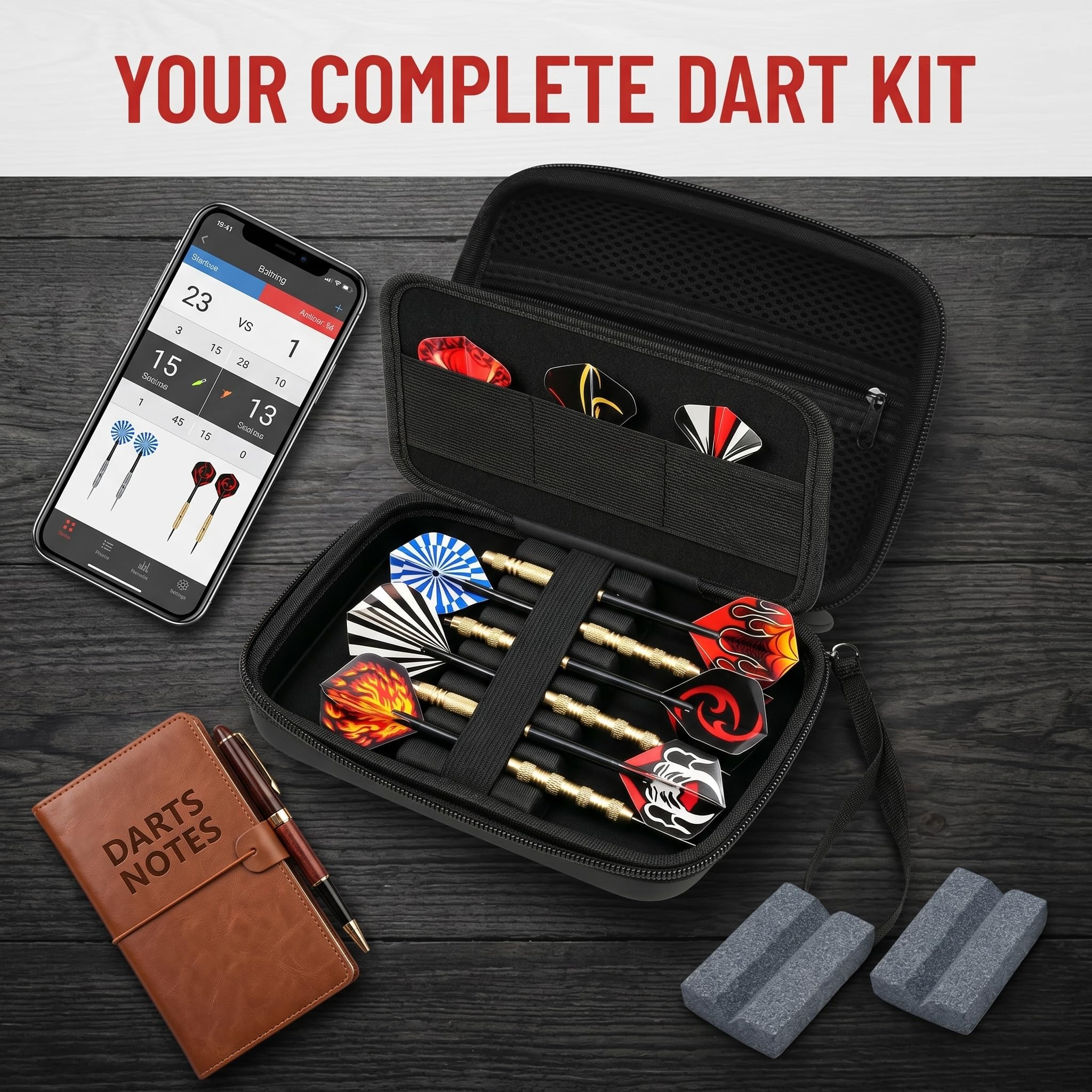 Estuche para Dardos EVA Rígido, Bolsa para Dardos con 2 Afiladores, Caja Protectora 6Dardos Punta Acero y Plástico, Funda Transporte para Dardo, Organizador para DardosPuntas Portátil
