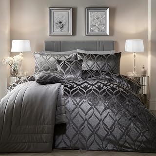 SOIREE - Belfort - Jacquard Duvet Cover Set - King Bed Size in Slate